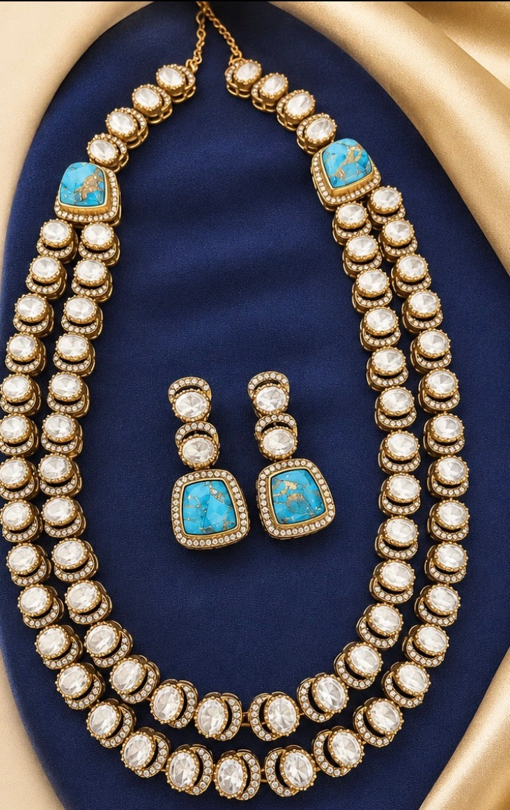 Azure Royale Double Chain Necklace Set