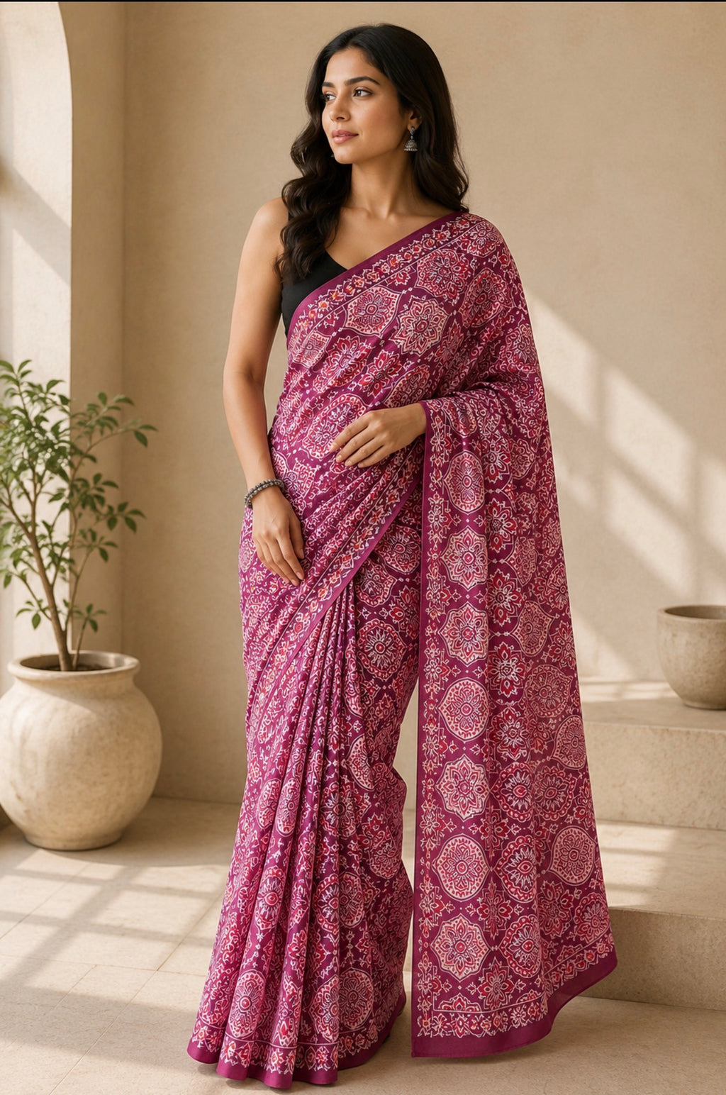 Ajrakh Saree – Modal Silk