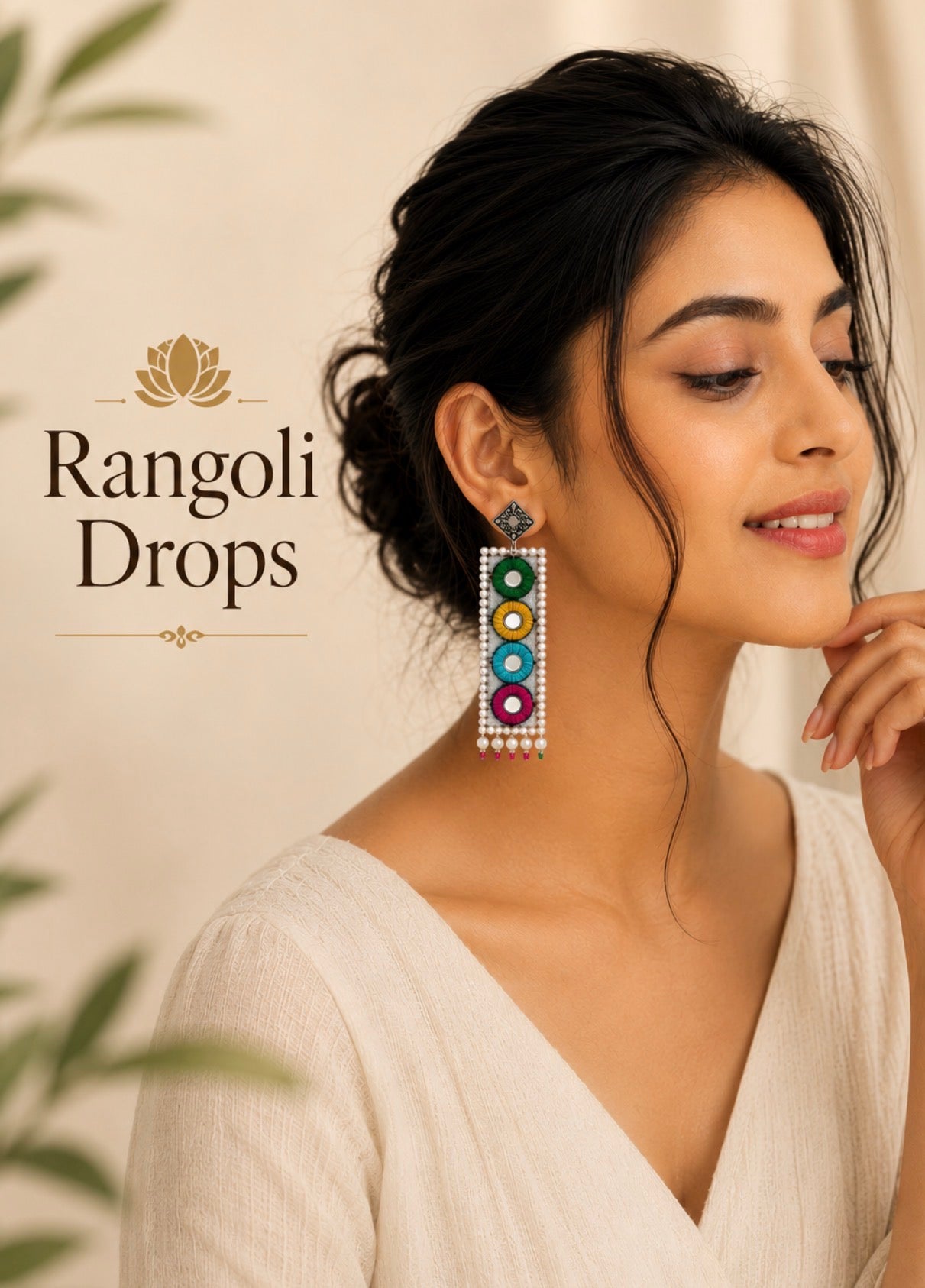 Rangoli Drops | Multicolour Thread & Pearl Ethnic Earrings