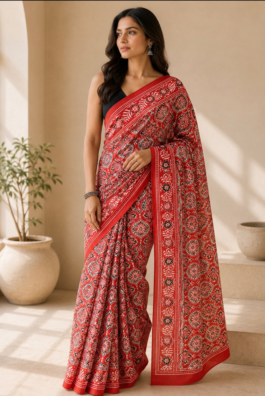 Ajrakh Saree – Modal Silk