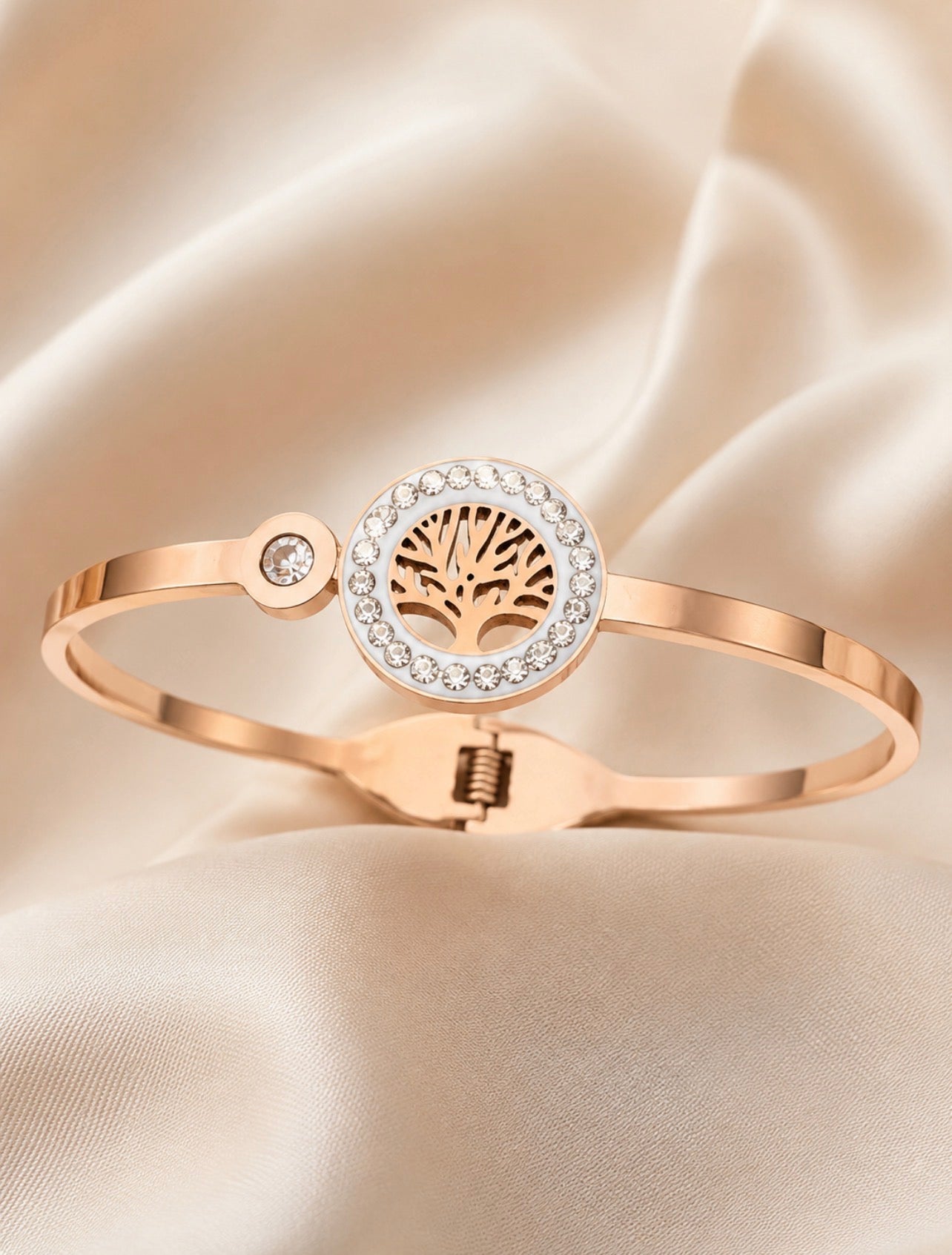 Rose Gold Tree of Life Crystal Bracelet