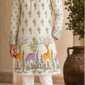 Woodland Elegance Men’s Kurta with white pants