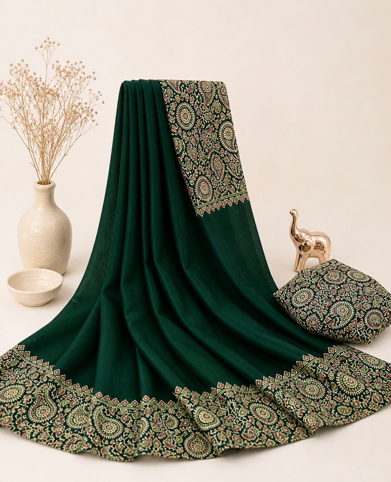 Emerald Green Saree – Modal Silk