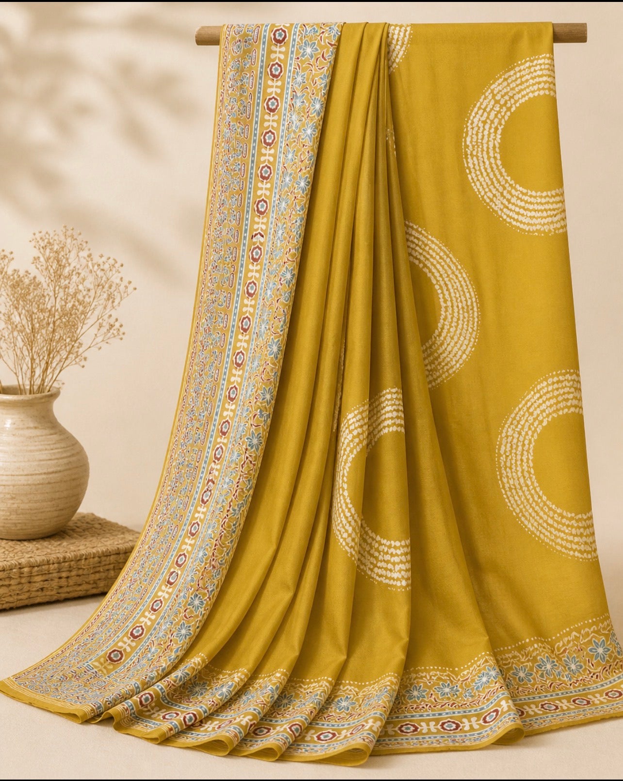 Golden Ajrakh  Saree – Modal Silk