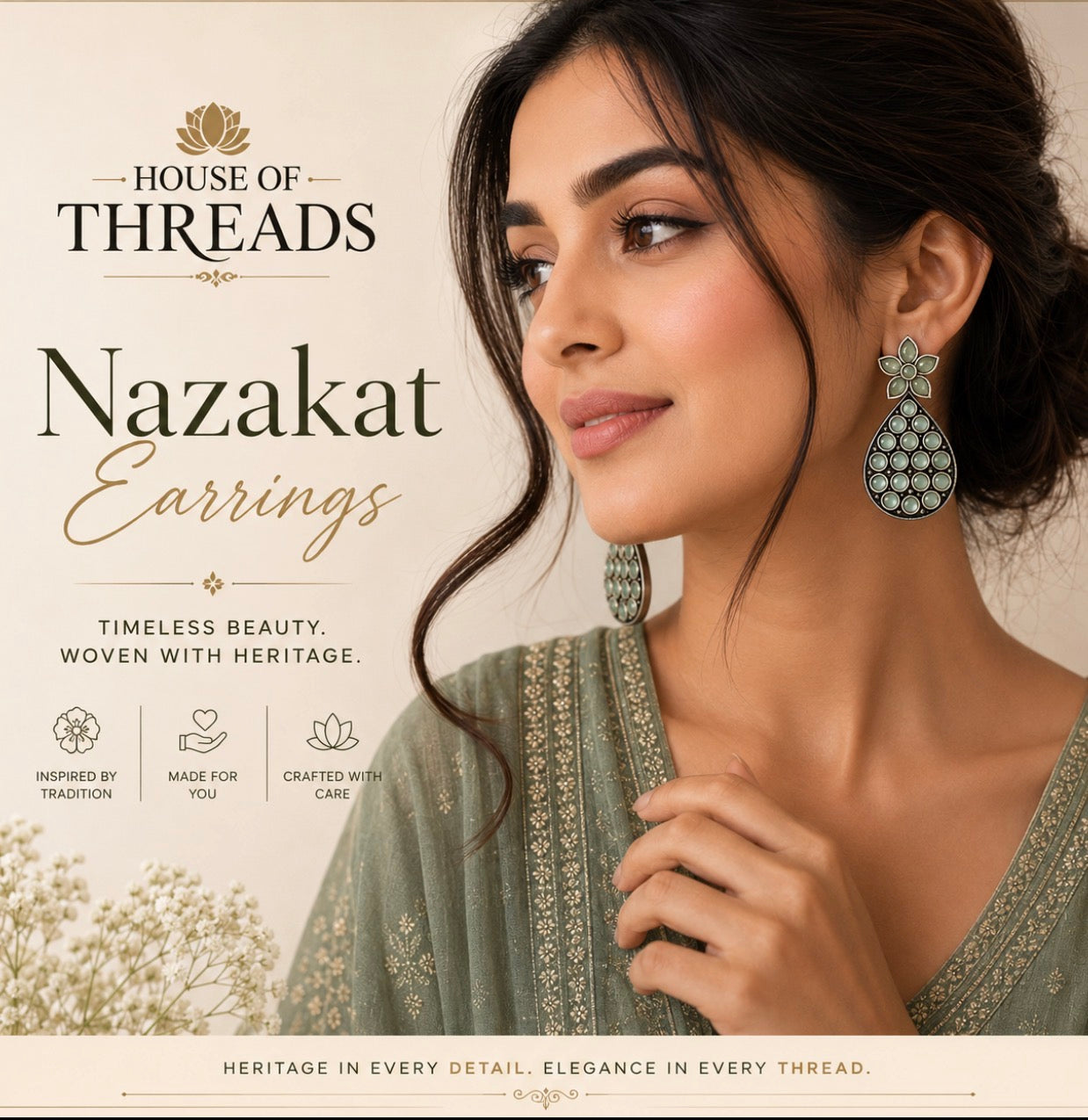 Nazakat Teardrop Earrings | Oxidised Silver Floral Ethnic Drop Earrings