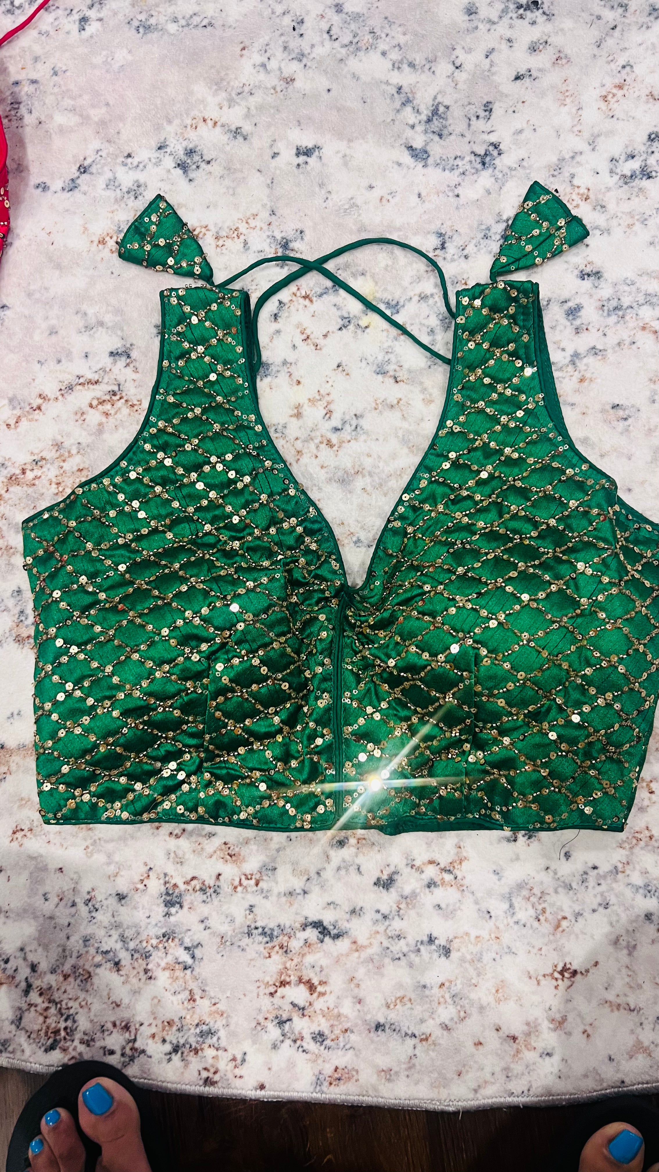 Green sequins blouse